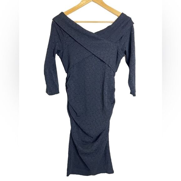 A Pea In The Pod Maternity Dress Black Floral Sz M - Picture 7 of 7